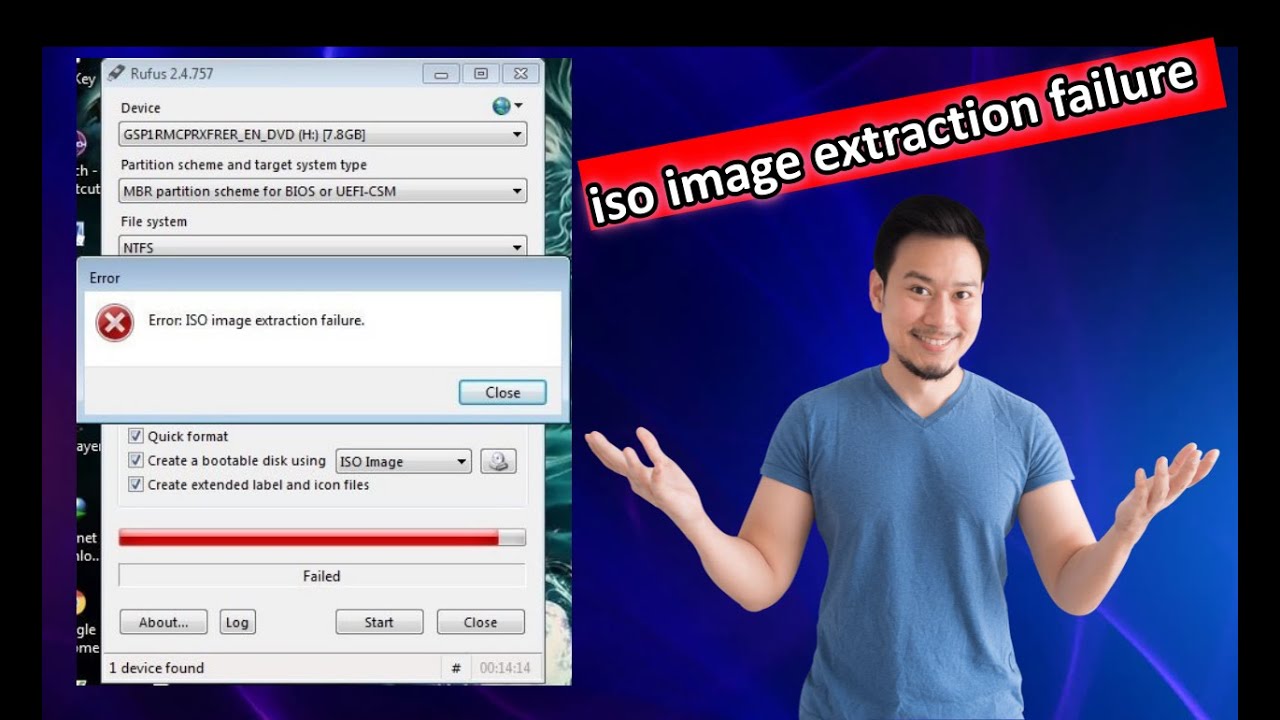 rufus error iso image extraction failure